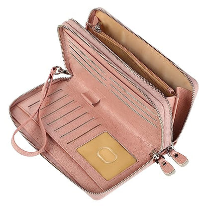 Small Compact Women Wallet RFID Blocking Genuine Leather Bifold Purse with ID Windows - color: 2-waxed Dark Pink, size: One Size