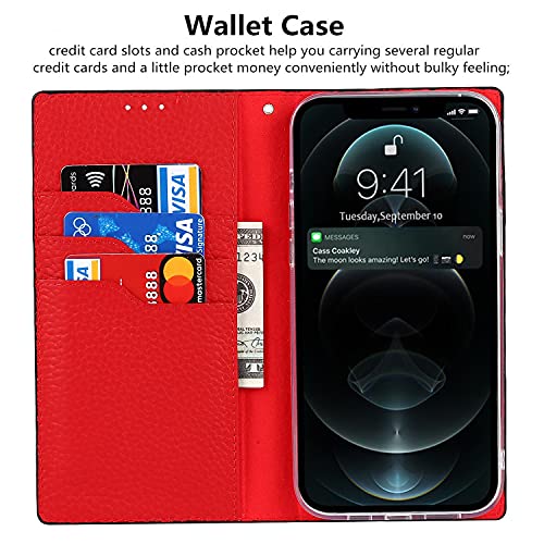 iCoverCase Compatible with iPhone 13 Pro Wallet Case, RFID Blocking Genuine Leather Magnetic Case with Wrist Strap and Card Slots Kickstand Feature Flip Cover 6.1 Inch (Black) - color: Black, size: iPhone 13 Pro