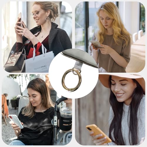 2 Pcs Phone Wrist Strap Lanyard Metal Chain Detachable Adjustable Phone Grip Wristlet Bracelet with 3 Patches Tether Universal for iPhone 16 Pro Max 15 14 Samsung Charms Gold - color: S-Gold Set