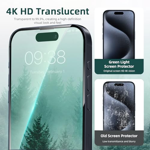 3 Pack Anti-Blue Light Screen Protector for iPhone 15 Plus - size: iPhone 15 Plus