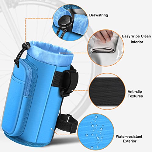 FINPAC Cup Holder for Bike, Universal Water Bottle Holder w/Phone Pockets - color: Blue