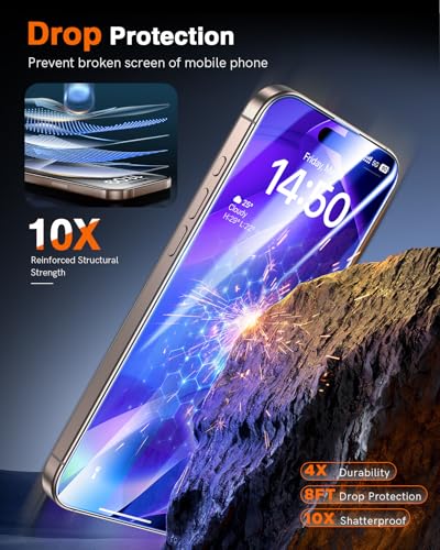 LK 3 Pack for iPhone 15 Pro Max Screen Protector [One-Pull Install]