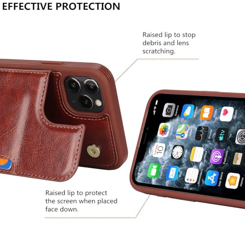 iCoverCase Compatible with iPhone 11 Pro Phone Case with Card Holder, Wallet Case for Women Men RFID Blocking PU Leather Protective Case 5.8 Inch (Dark Brown) - color: Dark Brown