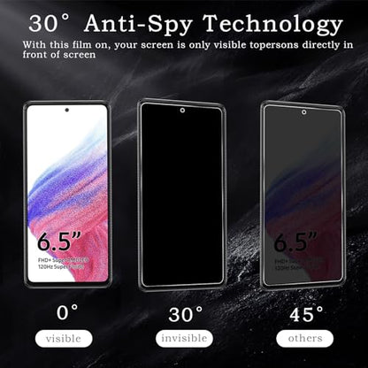 Privacy Screen Protector for Samsung Galaxy A51/A52/A53 5G, Shatterproof Tempered Glass Accessories, Anti Spy Tempered Glass Film, Case Friendly Ultra Resistant 9H Hardness Anti-Glare HD Black -3 Pack