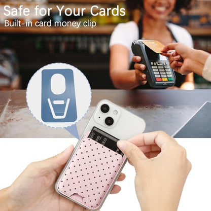 for MagSafe Wallet,Magnetic Card Holder for Phone Case - color: Pink Polka Dots