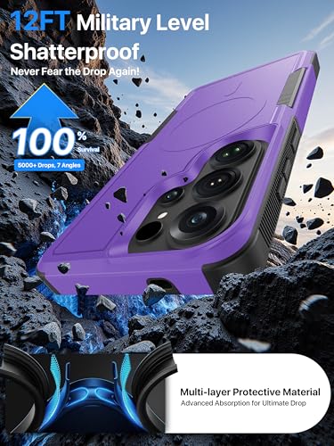 for Samsung Galaxy S26 Ultra Case Dual-Layer Shockproof Purple | Fit for Magsafe, Rugged Heavy Duty Military-Grade Protection, Matte Finish Scratch Resistant Anti-Fingerprint, S 26 Ultra - color: Purple