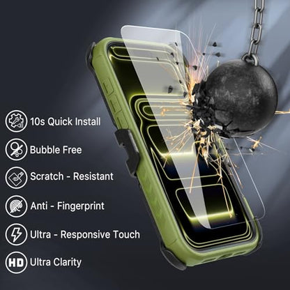 M MYBAT PRO for iPhone 17 Pro Case with Belt Clip Holster,[Compatible with Magsafe] w/Screen Protector,Anti-Drop,Shockproof,w 360°Rotating Kickstand,Heavy Duty Protection (Army Green) - color: Army Green