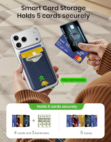 for Magsafe Wallet Magnetic Card Holder - Strong RFID Leather Card Pocket with Magnet, Compatible with iPhone 12/13/14/15/16/17 Series, Not for mini, Navy Blue - color: Navy Blue