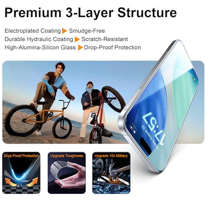 OneFish Screen Protector Privacy Glass for iPhone 17 [ 6.3 Inch ] ，2 Pack | Airbag Edge Protection,Anti Spy Private Tempered Film with Installation Frame , 9H Glass Scratch Resistant, Easy Installation - size: iPhone 17