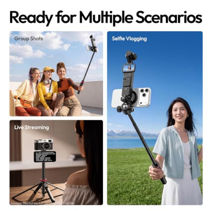 ULANZI MT44M Auto Open Magnetic Phone Tripod, 59" Selfie Stick with Remote - color: Black