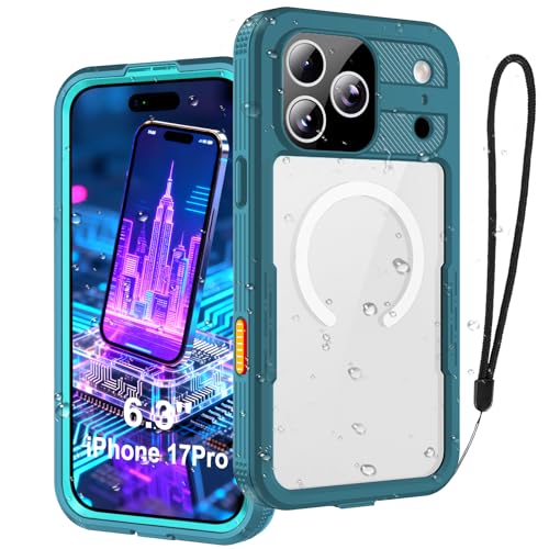 iPhone 17 Pro Case, Magnetic Waterproof IP68 Underwater Protection [6.6FT], Military Grade Drop Tested Full-Body Case with Screen & Camera Protector, Compatible with MagSafe (Teal) - color: Teal, size: iPhone 17 Pro