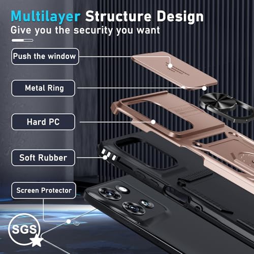 for Moto G Power 5G 2026/2025 Case Built in Slide Camera Cover Rose Gold - color: Rose Gold, size: Moto G Power 5G(2025)