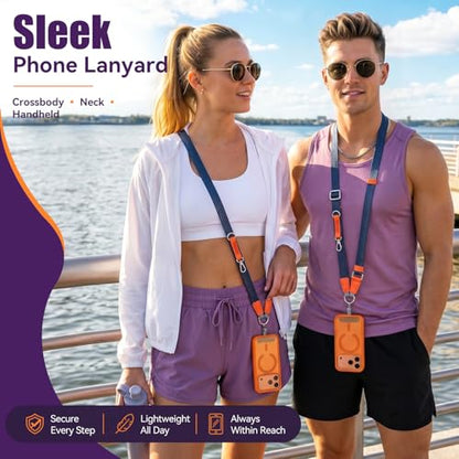 Phone Lanyard Crossbody, Adjustable Anti-Theft Neck Strap, - color: Blue