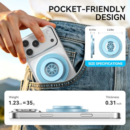 Magnetic Phone Ring Grip for MagSafe Compatible with iPhone 17/16/15 (Blue) - color: Blue