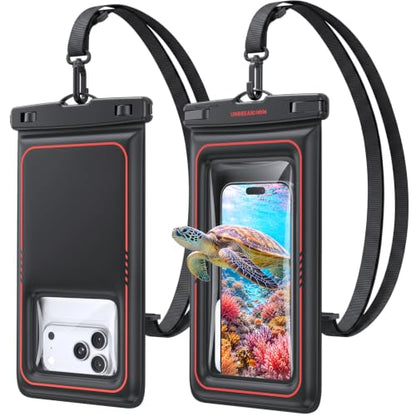 UNBREAKcable Floating Waterproof Phone Pouch 2 Pack, IPX8 Waterproof Phone Case Dry Bag Kayak/Beach/Cruise Travel Essentials, Water Proof Pouch for iPhone 17 16 15 Pro Max, Samsung S26 Ultra -8" - size: 8.0 inch