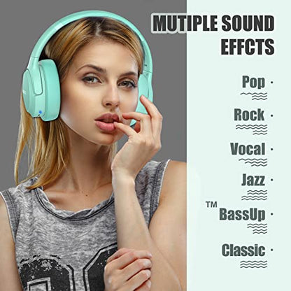 BERIBES Bluetooth Headphones Over Ear Wireless HiFi Stereo Headsets 65H 6EQ - color: Green