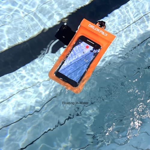 DRLOKPAK Waterproof Phone Case Armband Surfing Dry Bag Floating Waterproof Pouch Holder for iPhone 15 14 13 12 Pro Max XS Plus Se Galaxy S23 + Ultra W24 Google LG Phone up to 7inch (Orange) - color: Orange