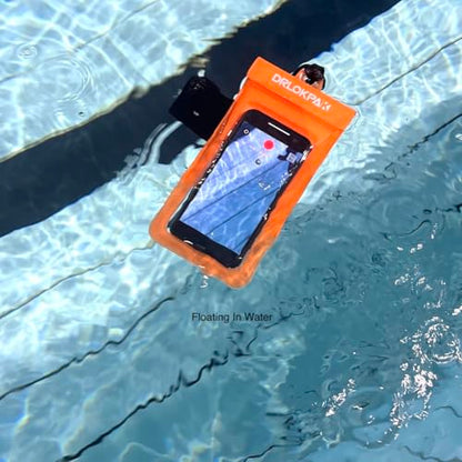DRLOKPAK Waterproof Phone Case Armband Surfing Dry Bag Floating Waterproof Pouch Holder for iPhone 15 14 13 12 Pro Max XS Plus Se Galaxy S23 + Ultra W24 Google LG Phone up to 7inch (Orange) - color: Orange