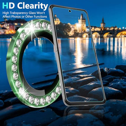 Zeking 2 Set for Motorola Razr 70/ Razr 2026 Camera Lens Protector Bling - color: Bling Green