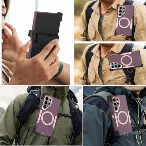 Designed for iPhone 11 Pro Max Case,Purple | Compatible with MagSafe,Double protection,Tough Durable,Detachable back clip,Dustproof,No Fading,No Yellowing,Non-Slip - color: Purple, size: iPhone 11 Pro Max 6.5"