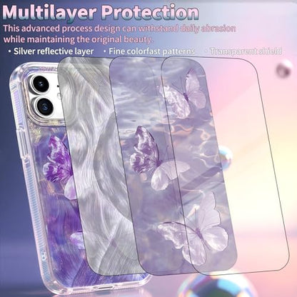 Compatible with iPhone 11 Case,with [Shockproof Protective][Camera Protection] Cute Butterfly Aesthetic Phone Cover Anti-Yellowing Soft Slim Cover for Women Girl-Purple - color: Purple Butterfly, size: iPhone 11