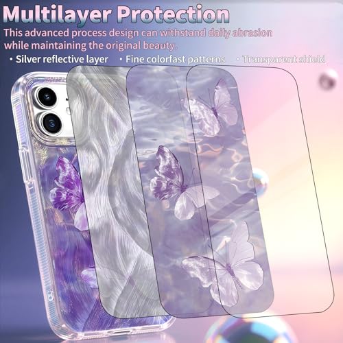 Compatible with iPhone 11 Case,with [Shockproof Protective][Camera Protection] Cute Butterfly Aesthetic Phone Cover Anti-Yellowing Soft Slim Cover for Women Girl-Purple - color: Purple Butterfly, size: iPhone 11