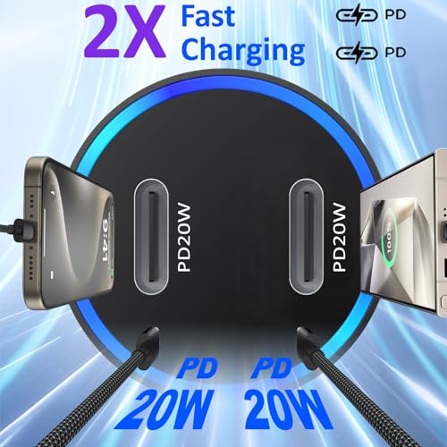 USB C Car Charger to Wall Adapter,40W Dual USB-C iPhone Fast Car Charger