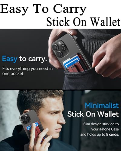 Phone Card Holder Wallet with Stand, Hold 6 Card for iPhone Andriod - color: WinRed
