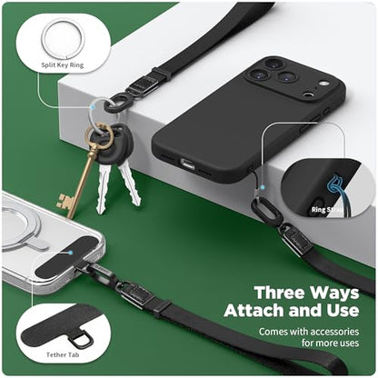 SURPHY Phone Wrist Strap, Keychain Wristlet, Wrist Lanyard with Tether Tab - color: Black