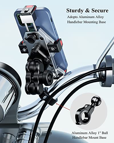 BRCOVAN Anti-Theft Aluminum Alloy Motorcycle Phone Mount Holder, Silver - color: SILVER