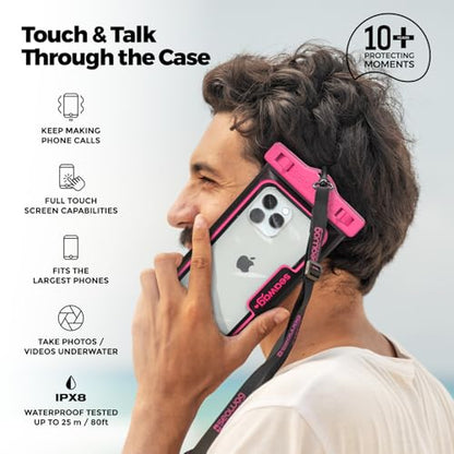 SEAWAG Next Waterproof Phone Pouch, IPX8 Dry Bag for iPhone 16 15 14 13 Pro Max & Samsung Galaxy S25 S24 — Underwater Case, Full Touchscreen, Lanyard, Beach Pool Snorkeling, 1 Pack Pink - color: 1Pack Pink