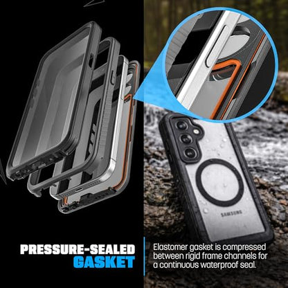 Encased Waterproof Case for Samsung Galaxy S26 with Belt Clip - Full Body Protective Cover with Built-in Screen Protector & Holster (Clear/Black) - size: S26