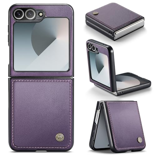for Samsung Galaxy Z Flip 6 Case, Premium PU Leather Case Anti Scratch Slim Phone Shockproof Protective Phone Cover for Samsung Galaxy Z Flip6, Purple - color: Purple, size: Samsung Galaxy Z Flip 6