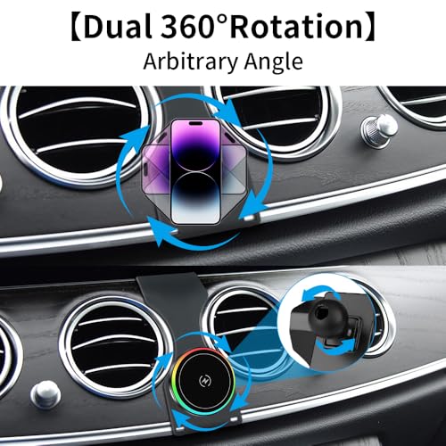 Car Magnetic Phone Mount for Mercedes Benz E-Class 2016-2023 and CLS Class 2018-2023 Auto Interior Accessories Best Cellphone Holder Fast 15W Wireless Charger Cell Phones Charging Screen Stand