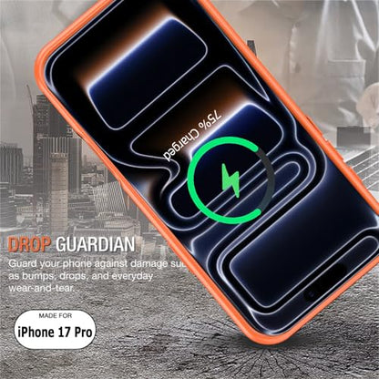 Battery Case for iPhone 17 Pro, 10000mAh Rechargeable Portable Charging Case with Wireless Charging Compatible for iPhone 17 Pro (6.3 inch) with Carplay Extended Battery Pack Charger Cover (Orange) - size: iPhone 17 Pro-10000mAh Orange