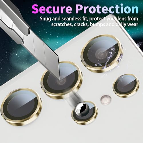 Camera Lens Protector for Samsung Galaxy S24 Ultra, Gold - color: Gold