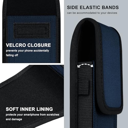 ykooe Cell Phone Pouch Nylon Belt Holster Case Compatible with iPhone 17 Pro Max, Galaxy S25/S24/S23/S22 Ultra A16 A15 A14 A13, Moto G Stylus/Power/Play, Pixel 8/7 Pro, Blue - XXL - color: Blue, size: XXL