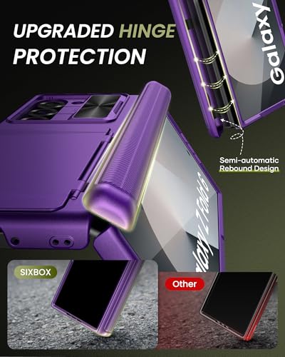 for Samsung Galaxy Z Fold 6 Wallet Case, Camera Cover, Dark Purple - color: Dark Purple