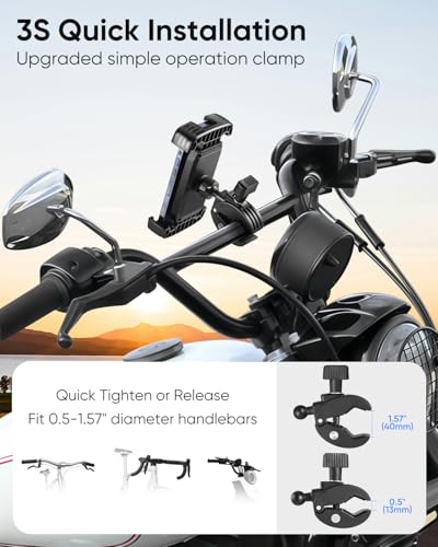 Bike Motorcycle Phone Mount, Bicycle Ebike ATV Handlebar Phone Holder
