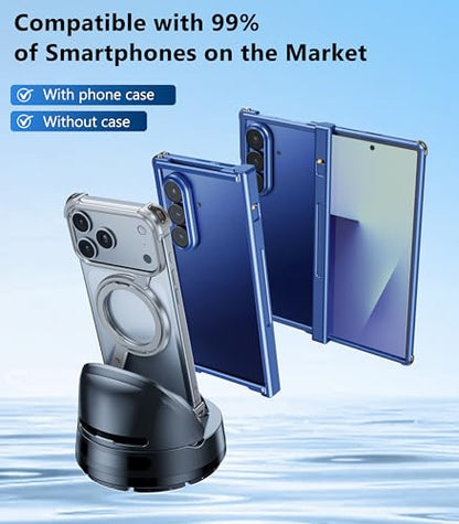 Car Dashboard Phone Holder Mount, 360 °Rotating Curved Dash Automatic Clamping Cell Phone Mount with Adaptive Adhesive Base, Multifunctional Accessories, Fit for iPhone, Samsung, Google, GPS