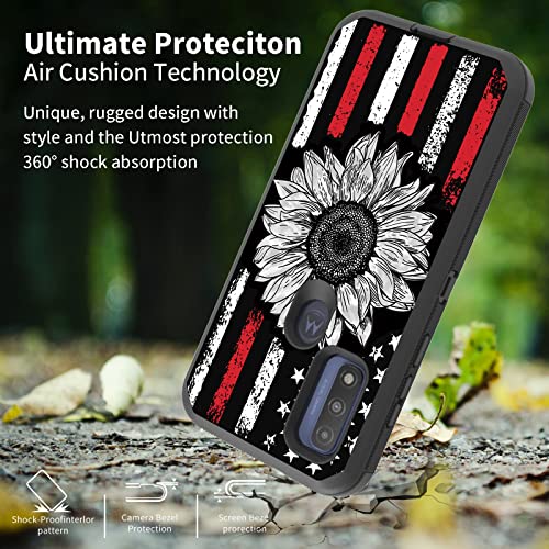 for Moto G Pure 2021/ Moto G Power 2022 Case, Heavy Duty Triple-Layer Drop Protection Full-Body Rugged Shockproof Durable Cover Holster with Swivel Belt-Clip, American Retro Sunflower Flag - color: American Retro Sunflower Flag, size: Moto G Pure/ Moto G