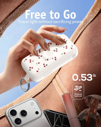 RORRY Flow Portable Charger 10000mAh 40W Wall Plug Power Bank Battery Pack - color: Cherry Print