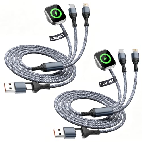Cruise Essentials 2026,3 in 2 Multi Charging Cable for iPhone Watch Charger - color: Charcoal Gray&White, size: AC to C+L+iWatch