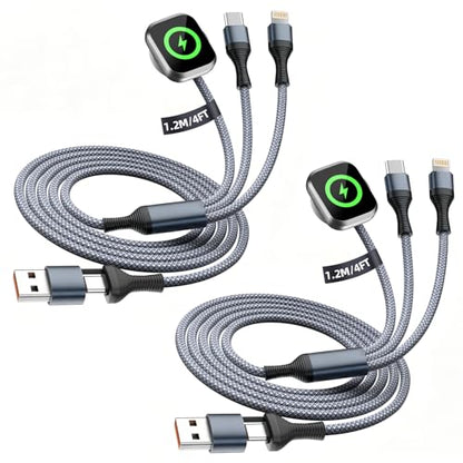 Cruise Essentials 2026,3 in 2 Multi Charging Cable for iPhone Watch Charger - color: Charcoal Gray&White, size: AC to C+L+iWatch