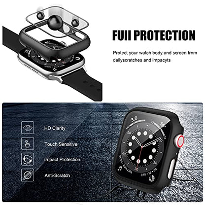 14 Pack Apple Watch Case with Tempered Glass Screen Protector for Apple Watch SE 44mm Series 6/5/4,Anotch Full Coverage Hard PC Protective Cover HD Ultra-Thin Guard Bumper for iWatch 44mm Accessories