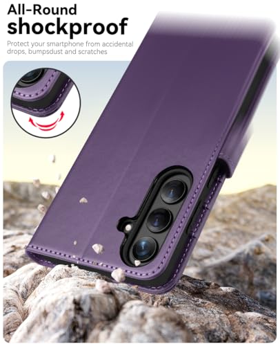 OCASE for Samsung Galaxy S26 Wallet Case, Card Holder, Dark Purple | RFID Blocking, Kickstand, Magnetic Closure, PU Leather Flip Folio, Shockproof TPU Shell, Protective Phone Cover (6.3") 2026 - color: Dark Purple, size: Samsung Galaxy S26