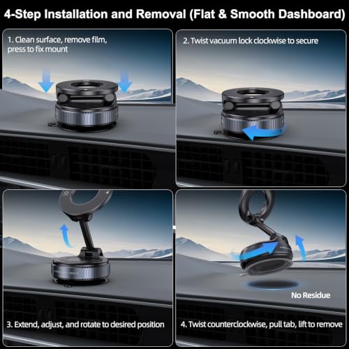 Jikasho Magnetic Phone Holder for Car, Suction Cup Phone Mount for Magsafe - color: Silver Black