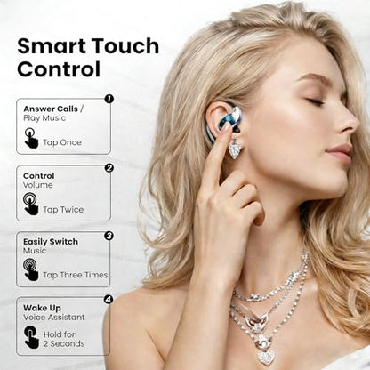 Open-Ear Headphones, Bluetooth 6.0 Wireless Earphones Black - color: Black