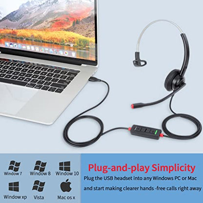 USB Headset with Microphone for PC Laptop Computer Headphone Noise Cancelling Mic for Home Office Online Class Skype Zoom (Pack of 2) - size: H360M (Pack of 2)
