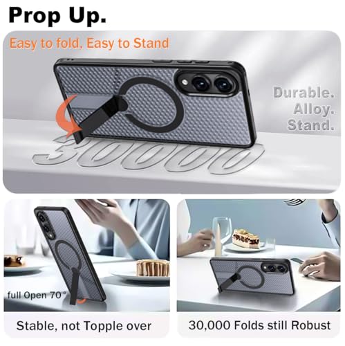 for Samsung Galaxy S25 Edge Case with Stand Compatible with MagSafe +1 Screen Protector, [Built in Kickstand &Magnet][Heat Dissipate] Protective Matte Case for Galaxy S25 Edge (Black) - color: Black